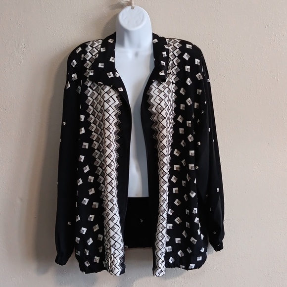 80s 90s Funky Geometric Windbreaker Jacket, Lightweight Geometric Full Zip - Picture 6 of 10